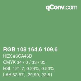 カラーコード: RGB 108 164.6 109.6 | qconv.com