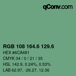 カラーコード: RGB 108 164.6 129.6 | qconv.com