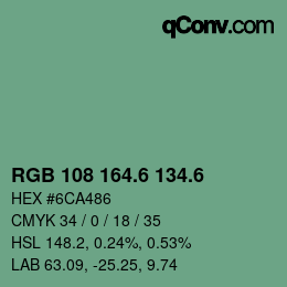 カラーコード: RGB 108 164.6 134.6 | qconv.com