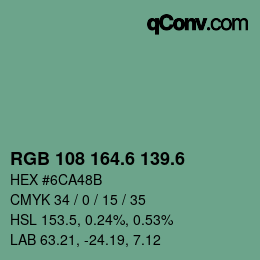 カラーコード: RGB 108 164.6 139.6 | qconv.com