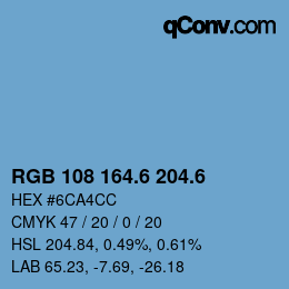 カラーコード: RGB 108 164.6 204.6 | qconv.com