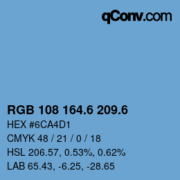 カラーコード: RGB 108 164.6 209.6 | qconv.com