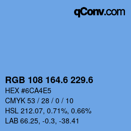 カラーコード: RGB 108 164.6 229.6 | qconv.com
