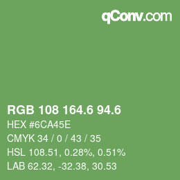 カラーコード: RGB 108 164.6 94.6 | qconv.com