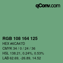 Color code: RGB 108 164 125 | qconv.com
