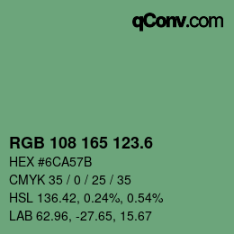 カラーコード: RGB 108 165 123.6 | qconv.com