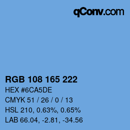 Color code: RGB 108 165 222 | qconv.com