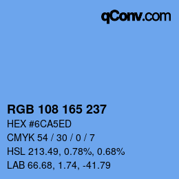 Color code: RGB 108 165 237 | qconv.com