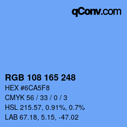 カラーコード: RGB 108 165 248 | qconv.com