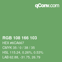 Color code: RGB 108 166 103 | qconv.com