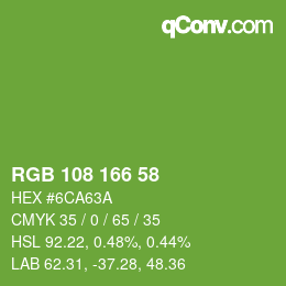 Color code: RGB 108 166 58 | qconv.com