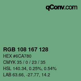 カラーコード: RGB 108 167 128 | qconv.com