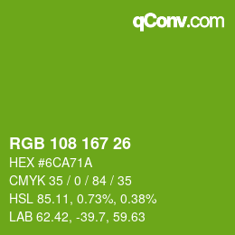 Color code: RGB 108 167 26 | qconv.com