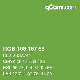 カラーコード: RGB 108 167 68 | qconv.com