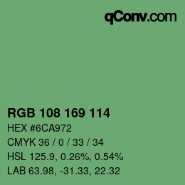 Color code: RGB 108 169 114 | qconv.com