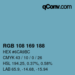 Color code: RGB 108 169 188 | qconv.com