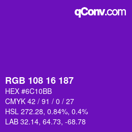 Color code: RGB 108 16 187 | qconv.com