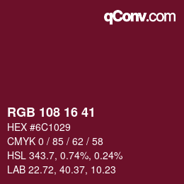 Color code: RGB 108 16 41 | qconv.com