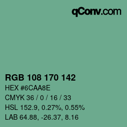Color code: RGB 108 170 142 | qconv.com