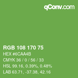 Código de color: RGB 108 170 75 | qconv.com