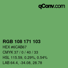 Color code: RGB 108 171 103 | qconv.com