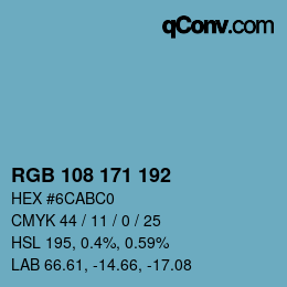 Color code: RGB 108 171 192 | qconv.com