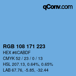 Color code: RGB 108 171 223 | qconv.com