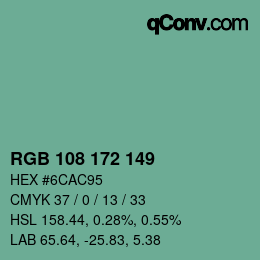 Color code: RGB 108 172 149 | qconv.com