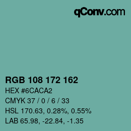 Color code: RGB 108 172 162 | qconv.com