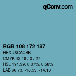 Color code: RGB 108 172 187 | qconv.com