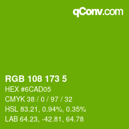 Color code: RGB 108 173 5 | qconv.com