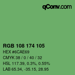 Color code: RGB 108 174 105 | qconv.com