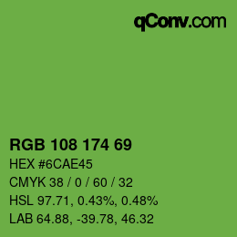 Color code: RGB 108 174 69 | qconv.com