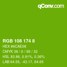 カラーコード: RGB 108 174 8 | qconv.com
