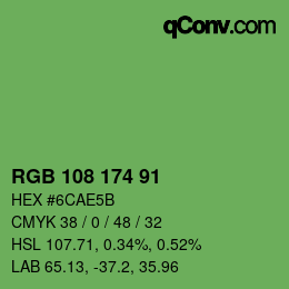 Color code: RGB 108 174 91 | qconv.com