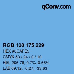 Color code: RGB 108 175 229 | qconv.com
