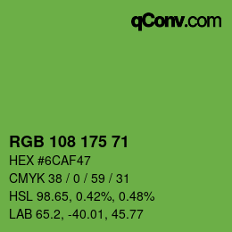 Color code: RGB 108 175 71 | qconv.com