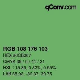 Color code: RGB 108 176 103 | qconv.com