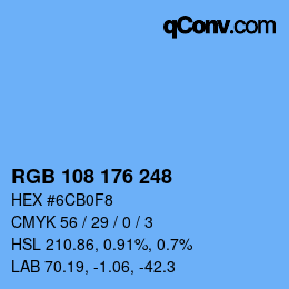 Color code: RGB 108 176 248 | qconv.com