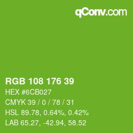Code couleur: RGB 108 176 39 | qconv.com