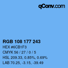 Color code: RGB 108 177 243 | qconv.com