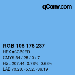 Color code: RGB 108 178 237 | qconv.com