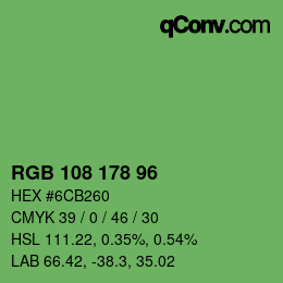 Color code: RGB 108 178 96 | qconv.com