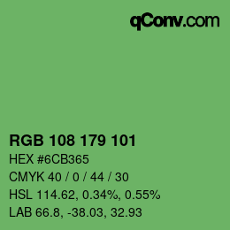 Farbcode: RGB 108 179 101 | qconv.com