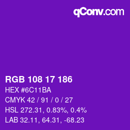 Color code: RGB 108 17 186 | qconv.com