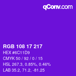 Color code: RGB 108 17 217 | qconv.com