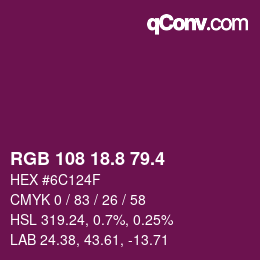 カラーコード: RGB 108 18.8 79.4 | qconv.com