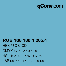 カラーコード: RGB 108 180.4 205.4 | qconv.com
