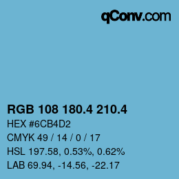 カラーコード: RGB 108 180.4 210.4 | qconv.com