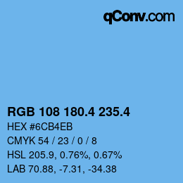 カラーコード: RGB 108 180.4 235.4 | qconv.com
